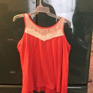 Salmon and white top with open back